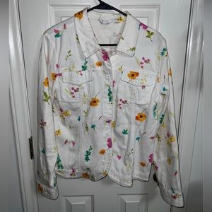 Erin, by Erin London light weight floral white coat jacket preowned great shape